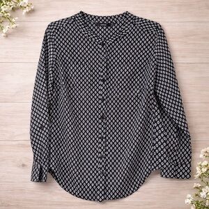 Apt. 9 Women's Petite Top Size PM Black, Gray, White Button Down Blouse